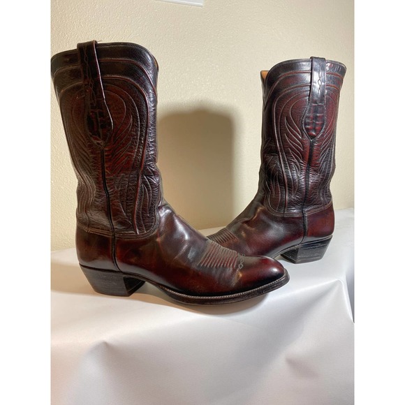 Vtg Lucchese Mens Cowboy Western Cherry 